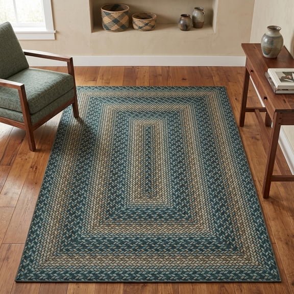 Garvee 5'x7' Braided Print Area Rug Easy Jute Rug with Non Slip Backing, Washable Non-Shedding Indoor Outside Carpet for Living Room Bedroom Patio, Colorful