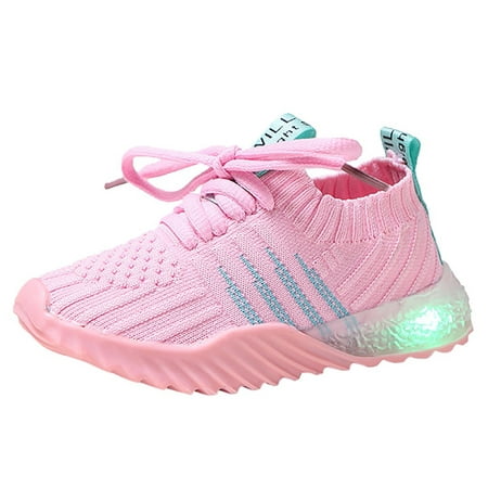

nsendm Toddler Girl Shoes for Wedding Girls Shoes Run Led Baby Candy Children Kid Luminous Sport Boys Shoes Toddler 6 Shoes Pink 4-4.5Years