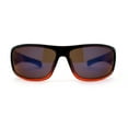 thumbnail image 2 of Mens Xloop Classic 90s Sport Wrap Plastic Sunglasses Black Orange Blue Mirror, 2 of 4