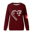 thumbnail image 4 of Jacenvly Sweatshirt for Women Crew Neck T Shirt Trendy Long Sleeve Shirt Comfortable Heart Printed Fashion Women'S Print Pullover Tops Comfortable Blouse Sweatshirt Wine, 4 of 4