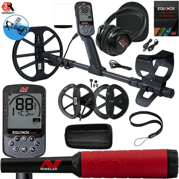 Minelab EQUINOX 900 Multi-IQ Metal Detector with 11" and 6" Coils and Pro-Find 40 Pinpointer