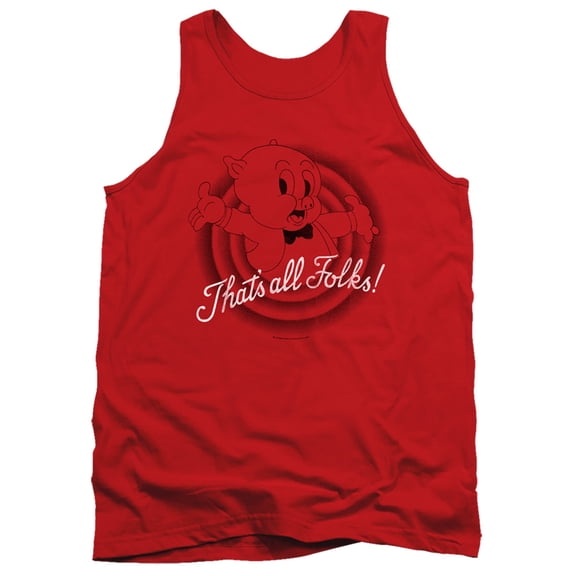 Looney Tunes Thats All Folks Adult Tank Top Red
