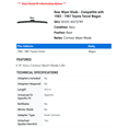 thumbnail image 2 of Rear Wiper Blade - Compatible with 1983 - 1987 Toyota Tercel Wagon 1984 1985 1986, 2 of 2
