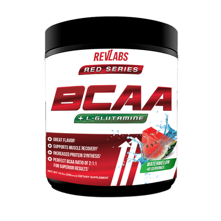 BCAA Plus L-Glutamine by Revlabs - Muscle Recovery and Muscle Builder - Watermelon Flavor - 45 Servings