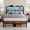 Brown Oak, variant on Kbun Queen Size LED Metal Bed Frame with 2-Tier Storage Headboard and Charging Station,No Box Spring Needed, Easy Assembly, Brown