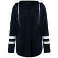 thumbnail image 6 of Fesfesfes Women Hooded Stitching Loose Long Sleeve Casual Hooded Sweater Blouse Clearance, 6 of 9