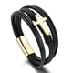 thumbnail image 1 of Pulsera de acero inoxidable con hebilla magnética de cuero trenzado hecho a mano para hombre, joyería de acero de titanio, 1 of 1