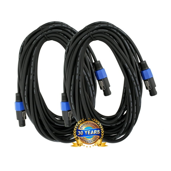 2x 25 ft foot speakon to speakon pro audio speaker cable 25 Feet