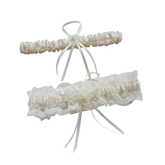 Women's Stain Wedding Bridal Garter, One Size, Ivory