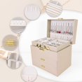thumbnail image 4 of Caja organizadora de joyas Dajasan de piel sintética, color champán, 4 of 7