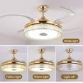 thumbnail image 6 of 42 Inch Retractable Ceiling Fan with Light and Remote Control, Modern Bluetooth Music Invisible Chandelier Fans with 3 Lights Level and 3 Speeds for Bedroom Dining/Living Room, 6 of 9