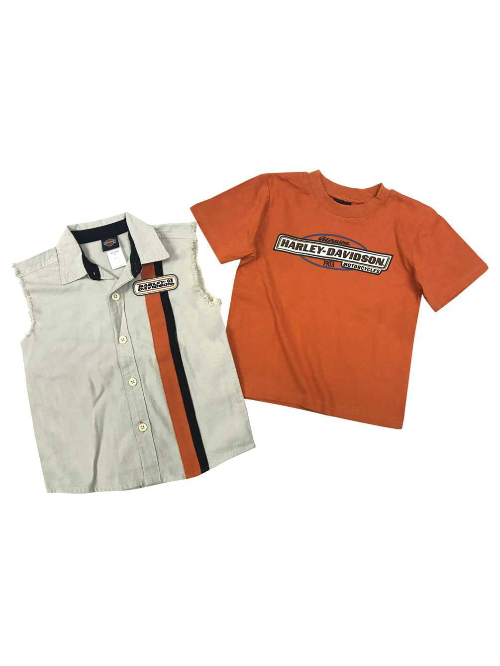 Harley Davidson Youth Girls 2 piece Shirt set 1/plaid LS shirt 1/T-shirt 