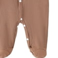 thumbnail image 4 of BLVB Newborn Baby Clothes Unisex Boys Girls Romper Long Sleeve Knit Ribbed Button Jumpsuit Footed Outfit(Brown,0-6 Months), 4 of 5