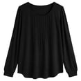 thumbnail image 3 of SUNBS Blouses for Women Business Casual Dressy Tops Crewneck Pleated Long Sleeve Shirts Trendy Clothes, 3 of 8