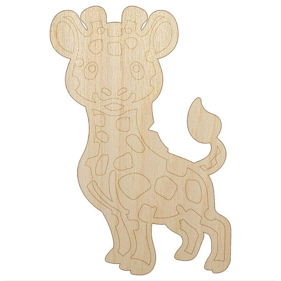 Lovable Giraffe African Zoo Animal Wood Shape Unfinished Piece Cutout Craft DIY Projects - 4.70 Inch Size - 1/8 Inch Thick