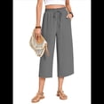 thumbnail image 3 of Pantalones Cortos para Mujer, Informales, con Cordón y Bolsillos, Holgados, de Cintura Alta y Pierna . Gris Oscuro XL, 3 of 6