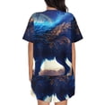 thumbnail image 3 of Lsque Moonlit Blue Wolf Women's Short-Sleeved Pajama Set - 2 Piece Soft and Lightweight Sleepwear Set-Large, 3 of 9