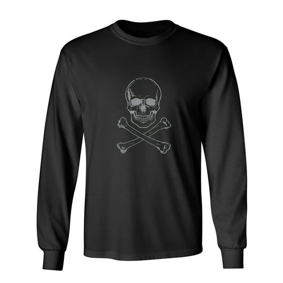 Sketchy Skull Sarcastic Humor Novelty Men's Long Sleeve Shirts