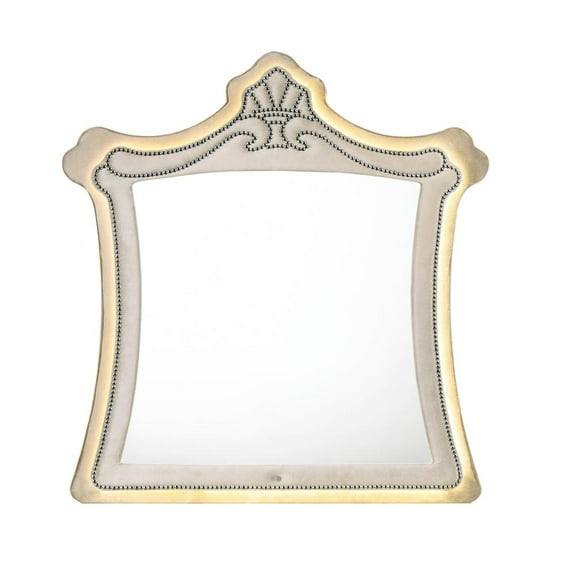 Acme Furniture Lucienne Mirror w/LED, Beige Velvet