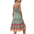 thumbnail image 5 of Seyurigaoka Women's Summer Ethnic Style Print Skirt, Bohemian V-Neck Halter Drawstring High Waist One-Piece Dress, 5 of 6