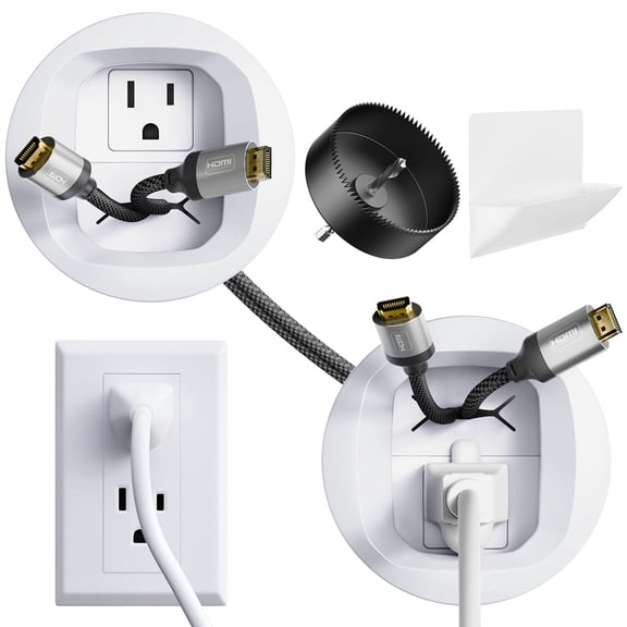 MountFTV Universal in-Wall Cable Management Kit for TV Wall Mount Bracket and Speakers– Hide TV Wires Behind The Wall, Power and Low Voltage Cords Wire Management Includes Install Attachment for Easy