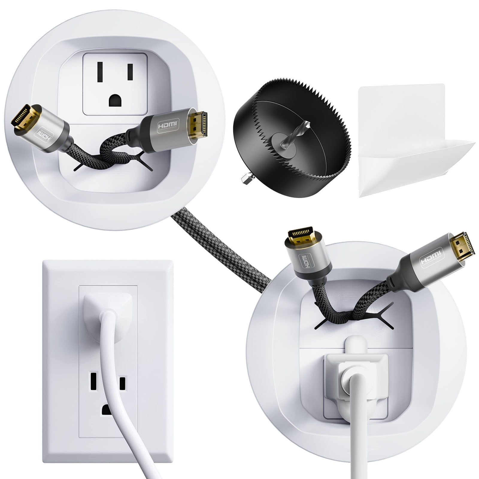 MountFTV Universal in-Wall Cable Management Kit for TV Wall Mount Bracket and Speakers– Hide TV Wires Behind The Wall, Power and Low Voltage Cords Wire Management Includes Install Attachment for Easy