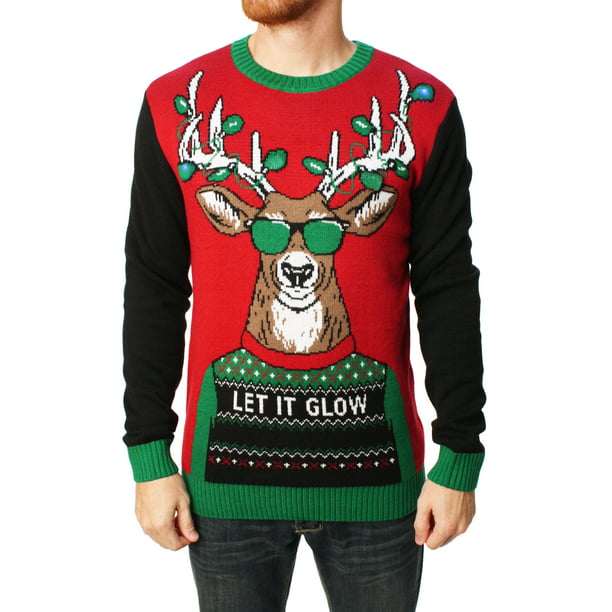 Ugly Christmas Sweater - Ugly Christmas Sweater Men's LED Light Up Let ...