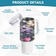 thumbnail image 4 of SKYSONIC 40 oz Exotic Columbine Flowers Tumbler with Handle and Straw Lid, Insulated Cup Reusable Stainless Steel Water Bottle Travel Mug, 4 of 7