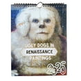 HKUKY Ugly Dogs in Renaissance Funny 2025 Wall Calendar,12 Monthly Hanging Calendar with Oil