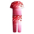 thumbnail image 4 of TIMIFIS Ensembles de Pyjama pour Femmes 2 Pcs - Pyjamas de la Saint-Valentin pour Femmes - Ensembles de Pyjamas pour Dames Manches Courtes Col Rond Haut et Pantalons Capris Ensembles de Détente, 4 of 5