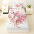thumbnail image 3 of Erosebridal Pink Cute Axolotl Twin Sheet Sets,Rustic Flowers Blossom Bedding For Girl Kids 3 Pieces, 3 of 6