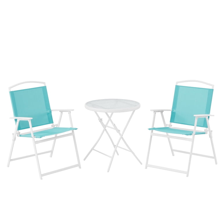 Mainstays Albany Lane 3-Piece Bistro Set, Aqua - Walmart.com