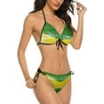 thumbnail image 2 of NICKSUN Women's Jamaica Flag Print Bikini Set, 2 Piece Swimsuits String Halter Triangle Bathing Suits, 2 of 6