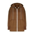 thumbnail image 5 of QATAINLAV Womens Zip Up Hoodies Long Sleeve Sweatshirts Jacket with Thumb Hole Solid Color Pocket Hooded Lightweight Jacket Daily Sales Brown XXL, 5 of 8