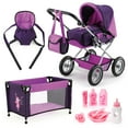 thumbnail image 1 of Bayer Design Baby Doll Pram Combi Grande Set - Purple - Modern Convertible Doll Stroller with Removable Carrycot, 1 of 6