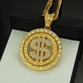 thumbnail image 4 of Signe Dollar Riche en Argent Hip Hop Rappeur Bling Pendentif Pavé Doré Cristal Signe Dollar Pendentif Collier Chaîne Franco Hip Hop Hommes Femmes, 4 of 7