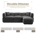 thumbnail image 3 of Harper & Bright Designs 3 Seater Sectional Sofa with Movable Storage Ottoman and 2 USB Ports, Teddy Fleece Fabric L-Shaped Sectional Sofa Couch with Lumbar Pillows for Living Room Apartments, Gray, 3 of 17