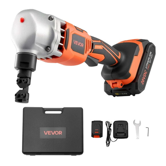 VEVOR Cordless Metal Nibbler, with 18 V 2000 mAh Battery, 1200 RPM Brushless Motor, Electric Nibbler Metal Cutter with Plastic Carrying Case