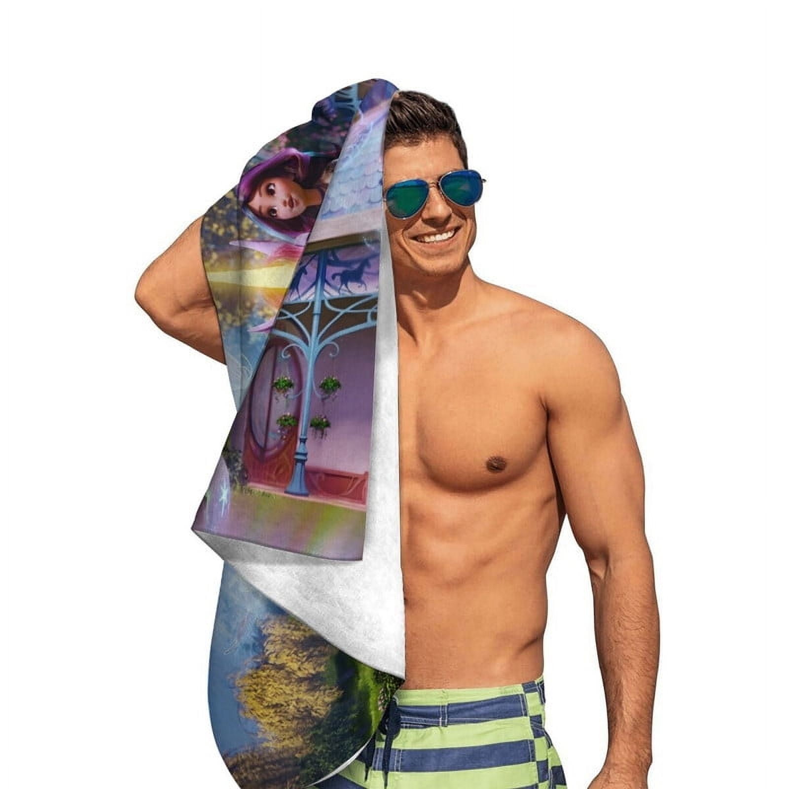 Unicorn Academy Cartoon Gifts Beach Towel for Women Kids Birthday Bath Outdoor Quick Dry Lightweight 30.7×63in