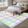 thumbnail image 5 of White Grid 5'x7' Area Rug, Colorful Plaid Modern Geometric Pattern Washable Non-Slip Soft Rugs, Low-Pile Large Carpet for Living Room Bedroom Dining Room, Non-Shedding Accent Rug, 5 of 9