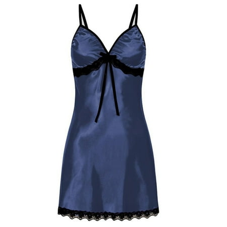 Women Bud Silk Condole Belt Nightgown Lingerie Silk Lace Robe Dress Night Dress Sleepwear