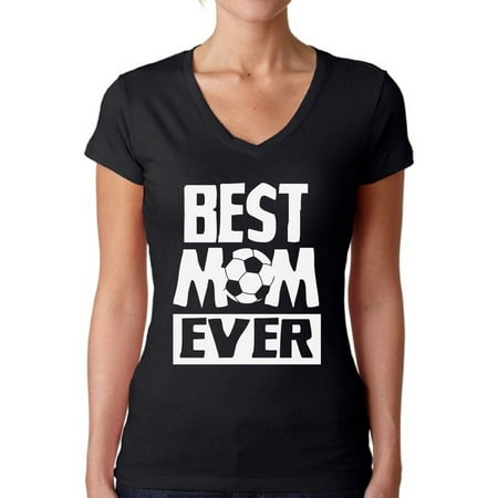 Awkward Styles Women's Best Mom Ever V-neck T-shirt Soccer Mom Gift