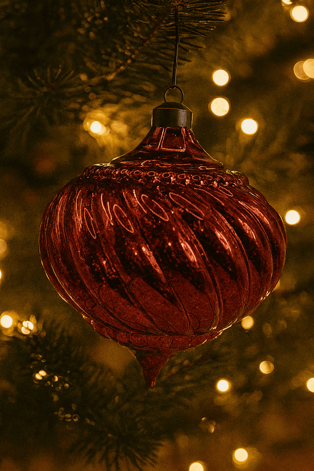 2 Count Red Mercury Glass-Style Finial Shatterproof Christmas Ornaments, 7 in, by My Texas House
