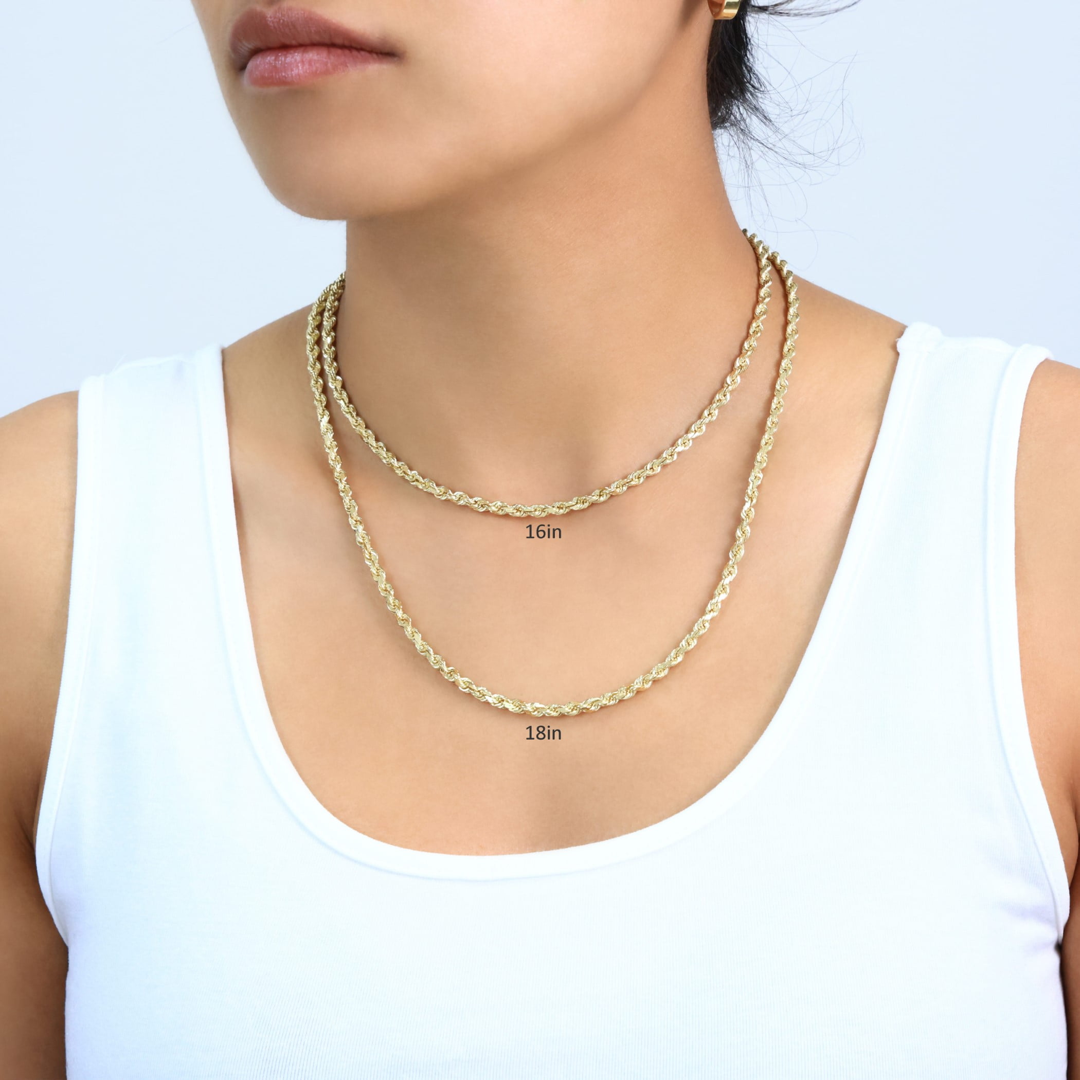 Nuragold 10k Real Yellow Gold 4mm Rope Chain Diamond Cut Necklace (16"-30") Italian Jewelry for Men & Women