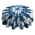 thumbnail image 4 of Blue White Tie Dye Mandala Pattern Round Tablecloth 60"x60",Wrinkle Wipeable Table Cloth for Kitchen Dining Room Picnic Patio Party, 4 of 6