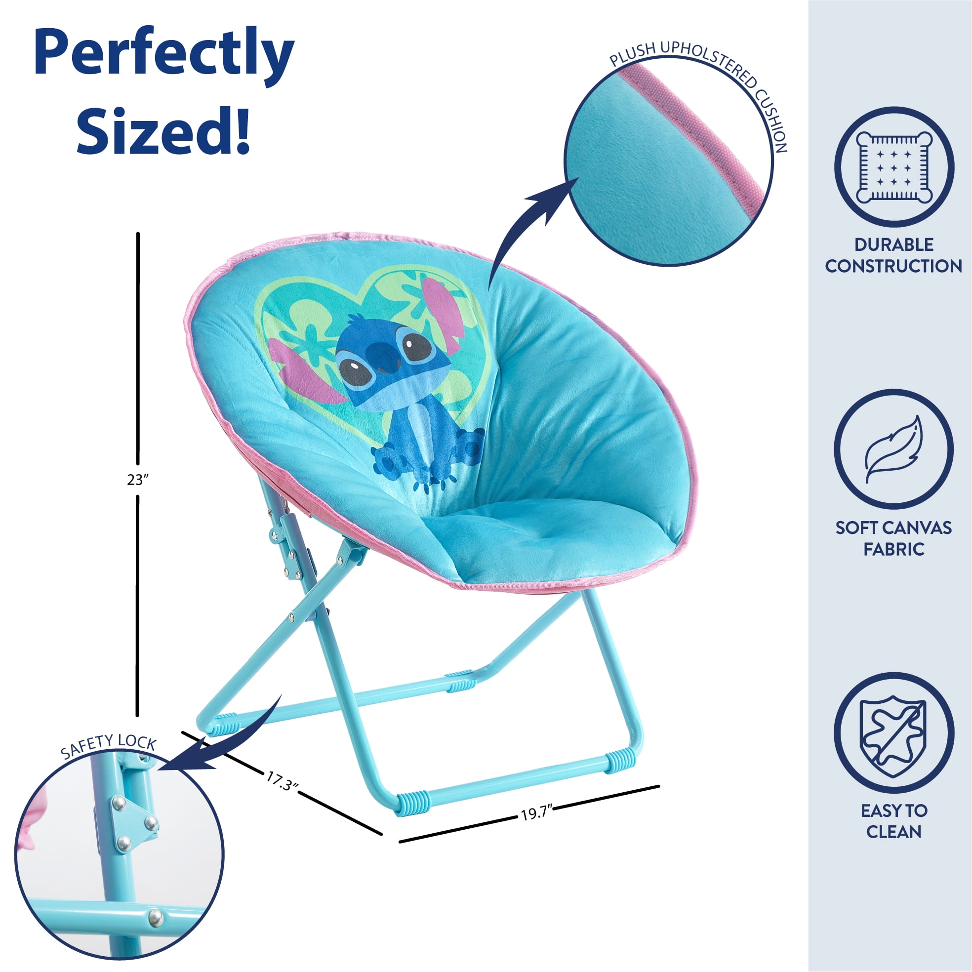 Disney's Stitch, 23" Kids' Saucer Chair, Blue