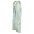thumbnail image 6 of sususu Women's Snow Washed Wide Leg Denim Pants Featuring Elegant Bowknot and Pearl for Everyday Casual Comfort,Blue,S, 6 of 6
