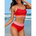 thumbnail image 3 of Sociala Adjustable Straps Bikini Sets for Womens Contrast Sport Tw Pieced Bathing Suits, 3 of 7