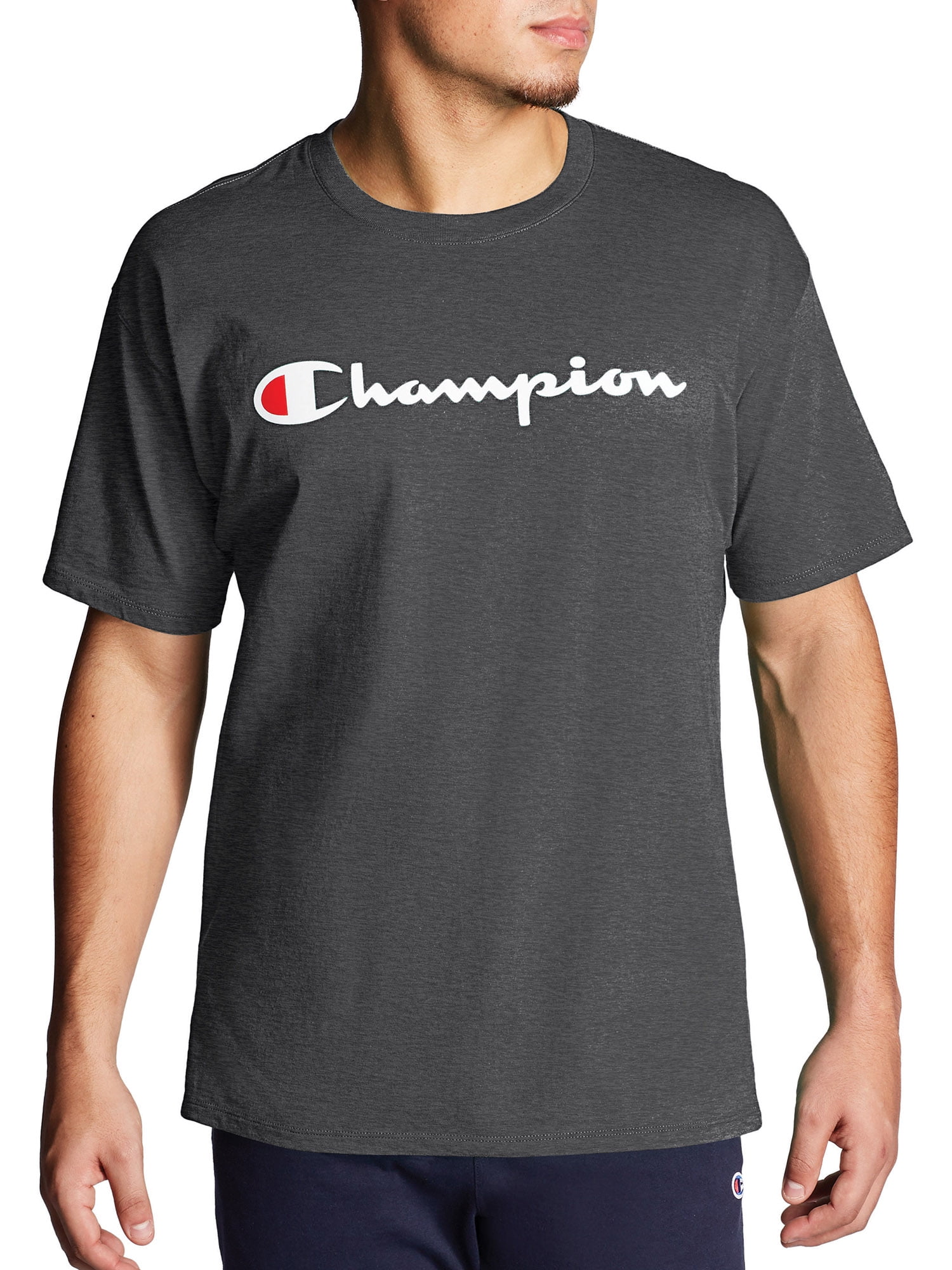 champion men's script jersey graphic tee