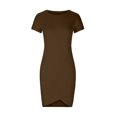 thumbnail image 6 of HAiming Women's Summer Casual Short Sleeve T Shirt Dress 2025 Trendy Round Neck Bodycon Wrap Ruched Mini Dresses, 6 of 6